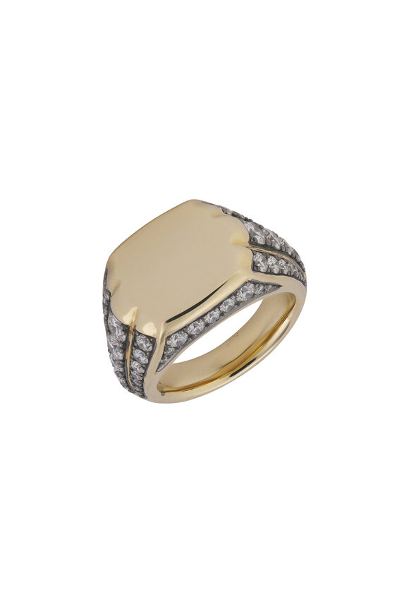 Lucy Delius 14k Yellow Gold White Diamond Athenas Mirror Ring