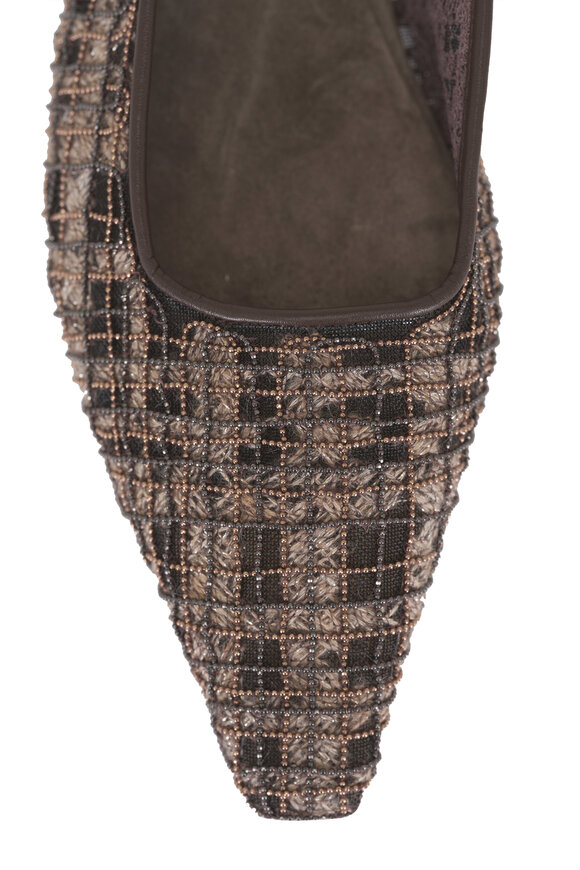 Brunello Cucinelli Brown Embellished Monili Slingback Flat - view 4
