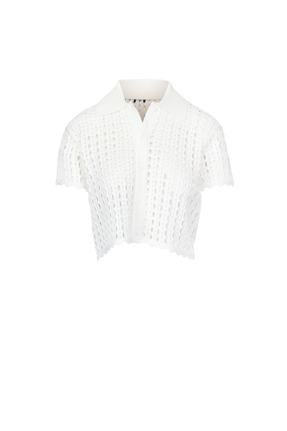 Simkhai Arlan Ivory Open Stitch Camp Shirt