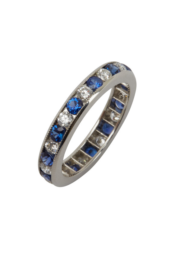 Oscar Heyman - Platinum Blue Sapphire & White Diamond Ring