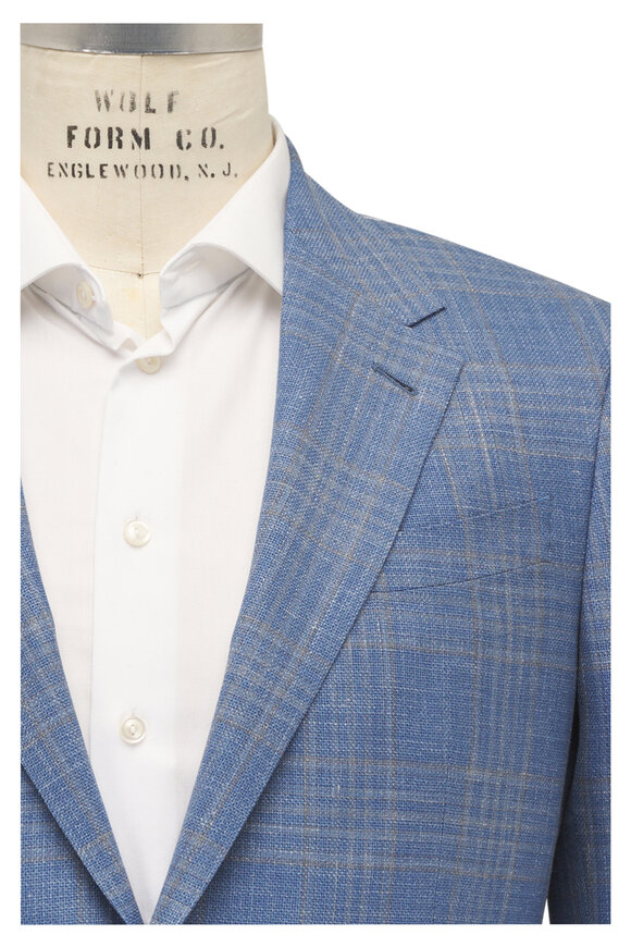 Zegna Light Blue & Gray Check Crossover Sportcoat