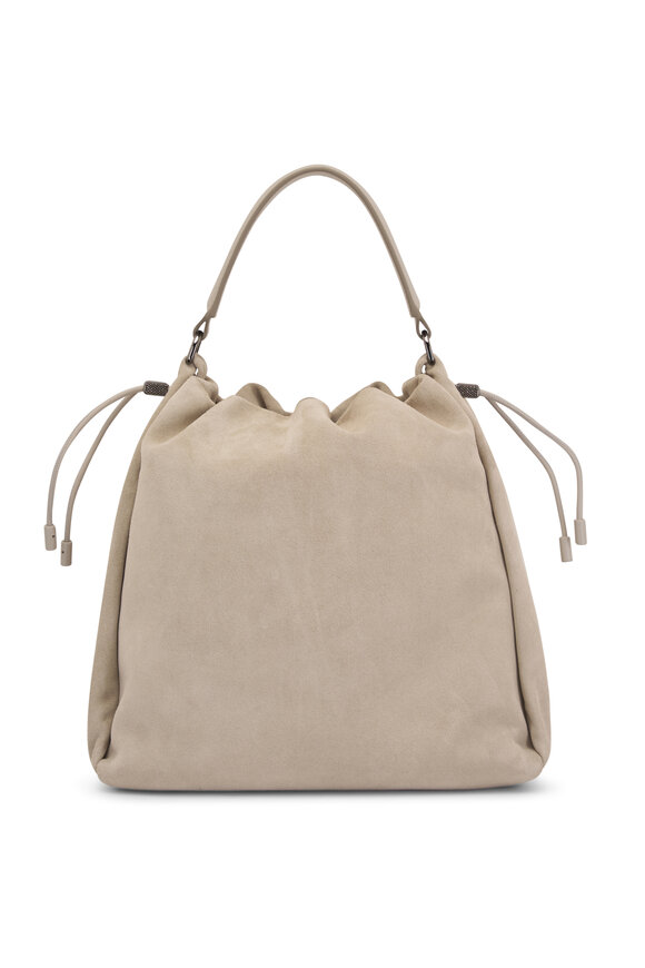 Brunello Cucinelli Quarzo Suede Top Handle Bag 