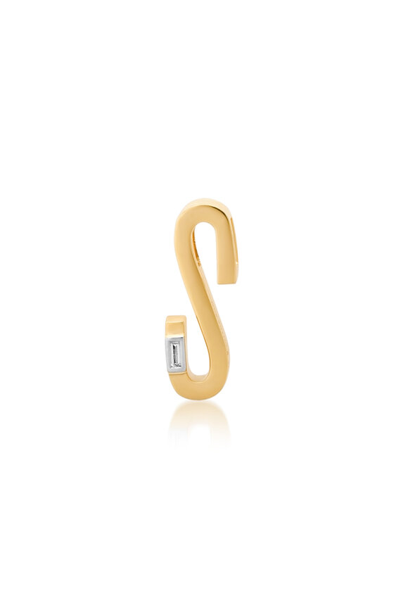 Helena Rose 14k Yellow Gold Slide-On Ribbed Initial "S"