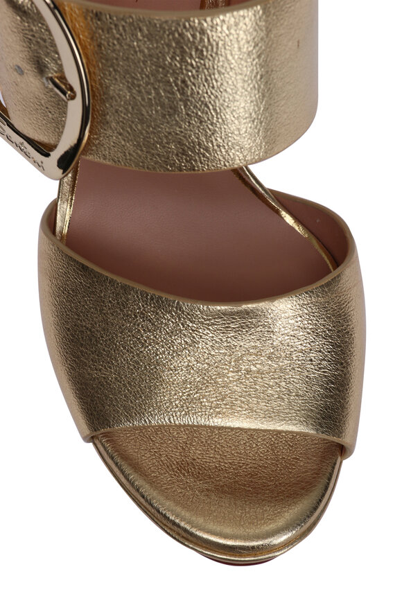 Santoni Bruxel Gold Metallic Platform Sandal, 80mm - view 4