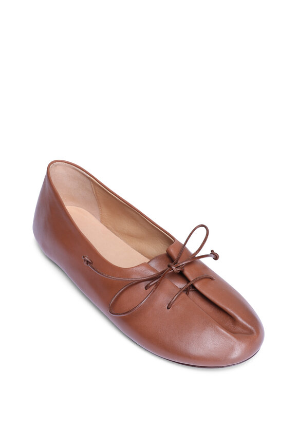 Marsell Girella Brown Leather Lace-Up Ballet Flat
