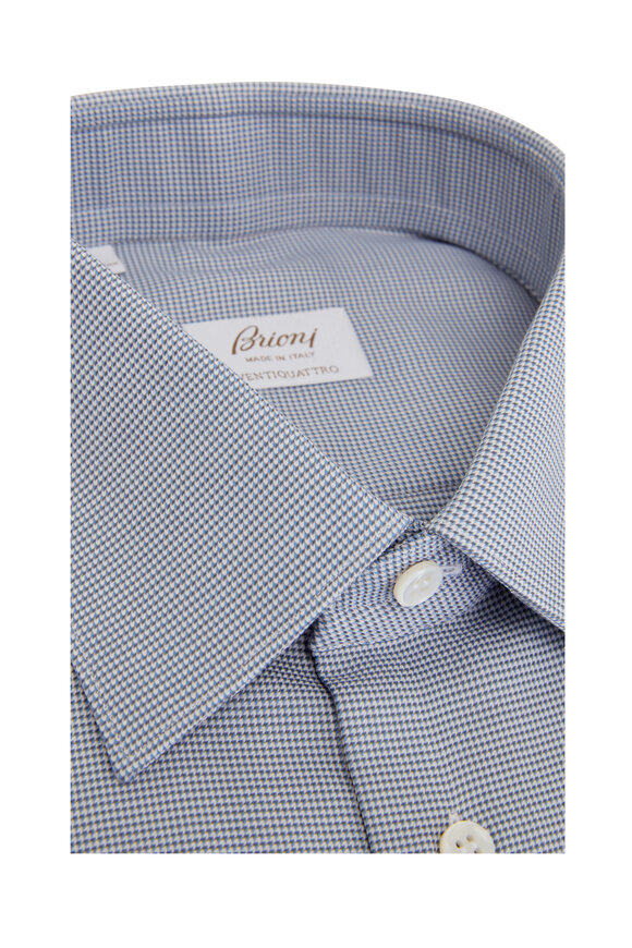 Brioni - Blue Mini Check Dress Shirt 