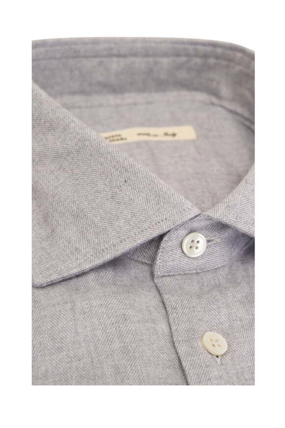 Maurizio Baldassari - Light Gray Herringbone Sport Shirt