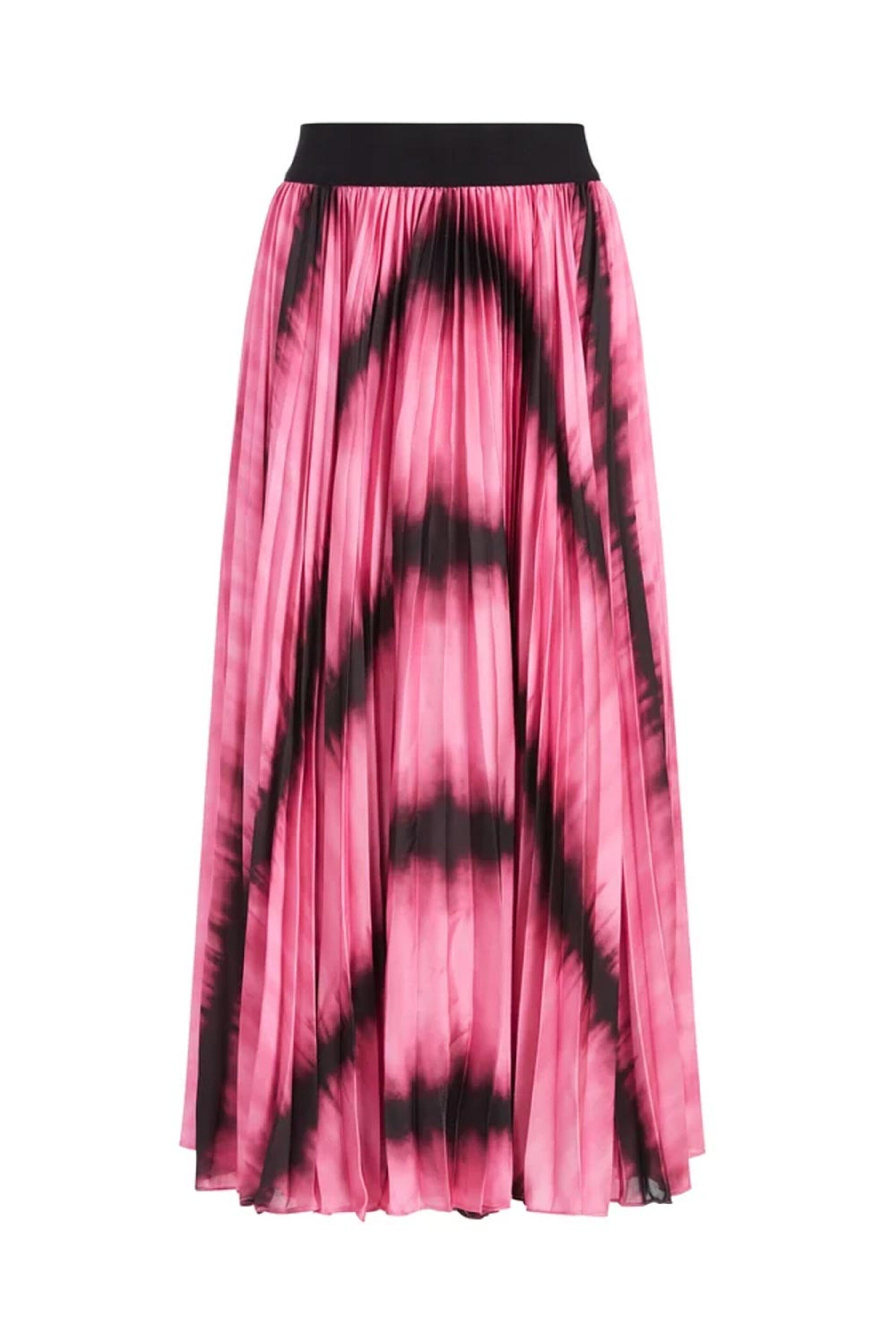 Alice & Olivia - Pink Sunburst Tie Dye Pleated Katz Midi Skirt