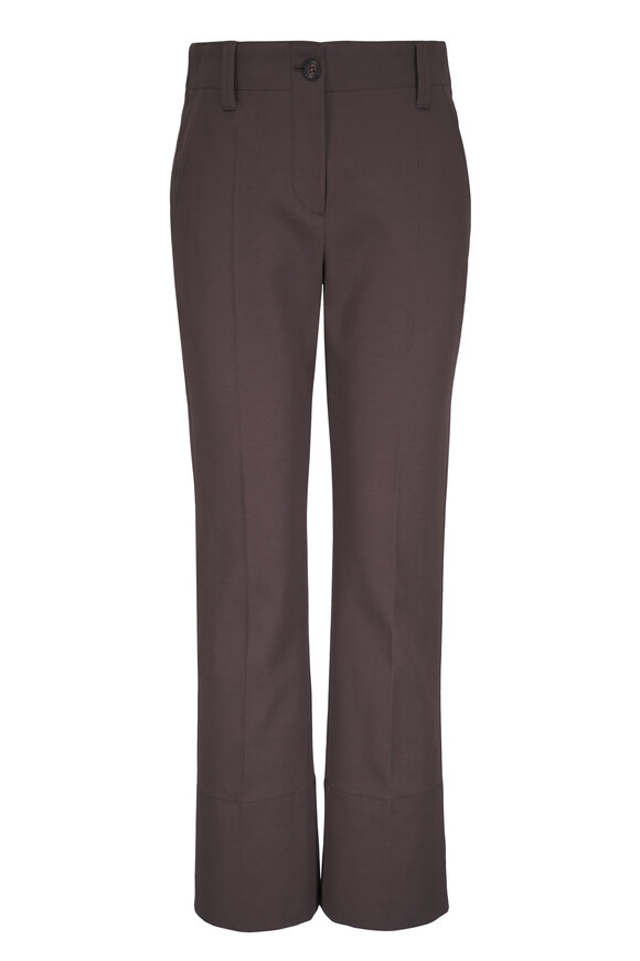 Brunello Cucinelli Dark Chocolate Cotton Stretch Kick Flare Pant