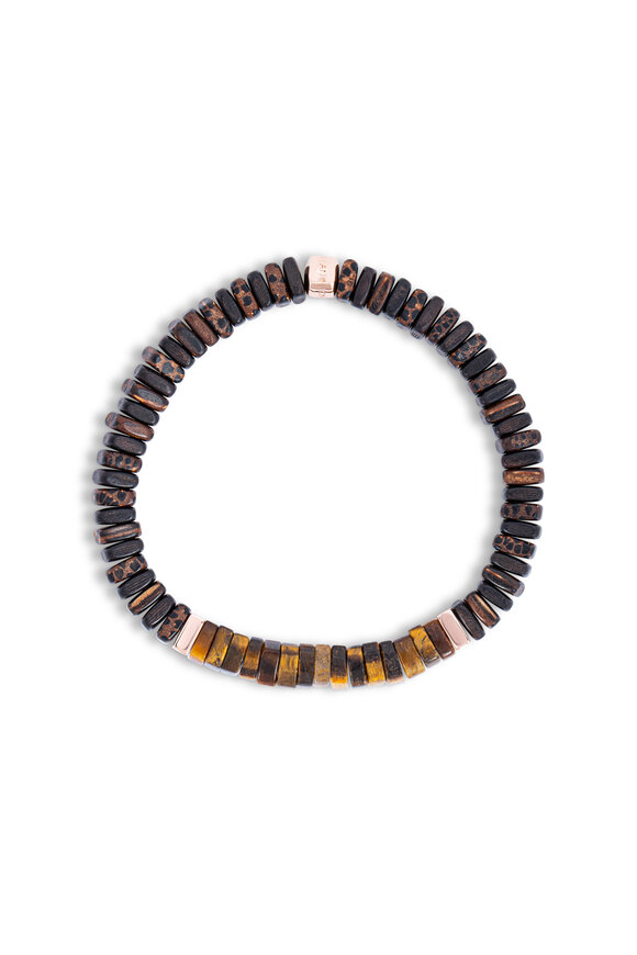 Tateossian - Legno Tiger Eye, Palm & Ebony Stretch Bracelet