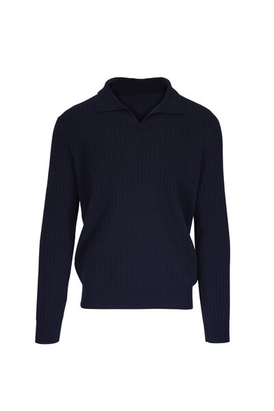 モンクレール スウェット ニット Sサイズ ネイビー Moncler - Navy Blue Jersey Cotton Quarter Zip Pullover