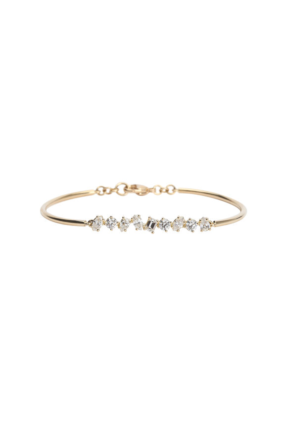 Kimberly McDonald - 18K Yellow Gold Diamond Bar Wire Bangle