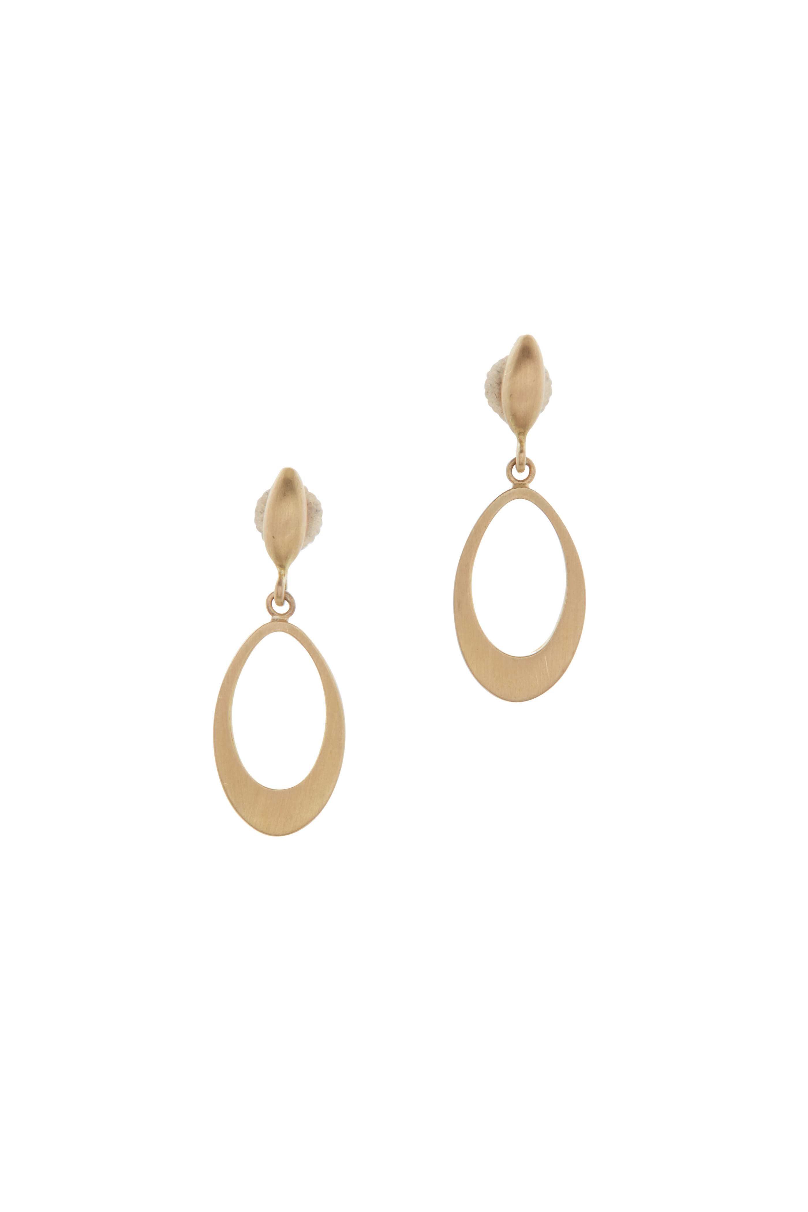 Caroline Ellen Mini Pear-Shaped Doorknocker Earrings on Sculptural Ear Wires