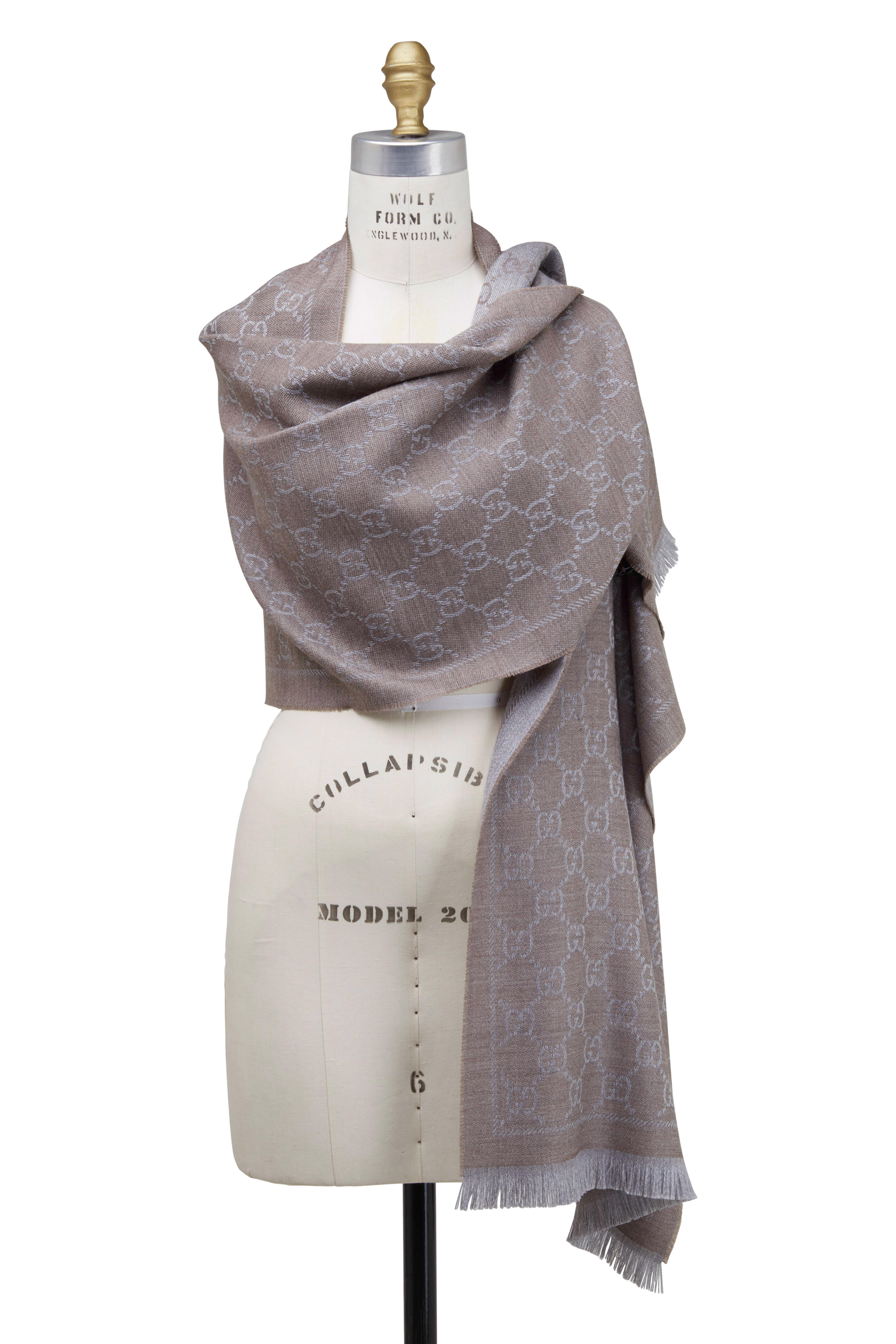 Handloomed Checkered Wool Scarf in Onyx and Light Taupe - Timeless Taupe