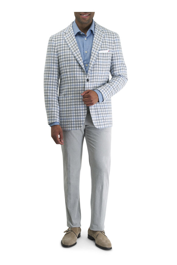 Kiton - Blue, Gray & White Check Sportcoat