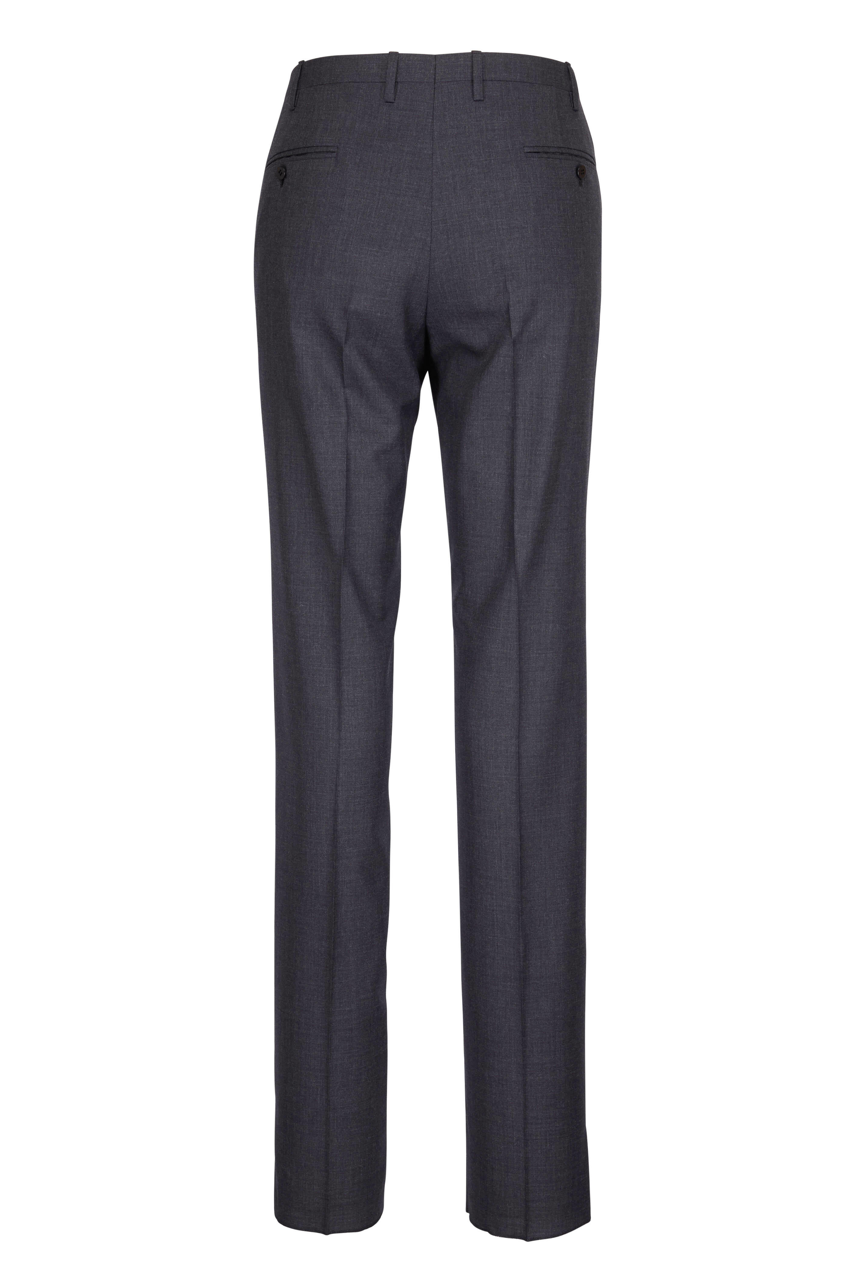 Kiton - Solid Charcoal Gray Wool Pant | Mitchell Stores