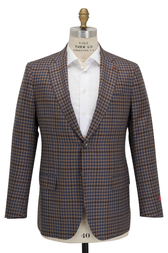 Isaia - Light Brown & Blue Check Sportcoat