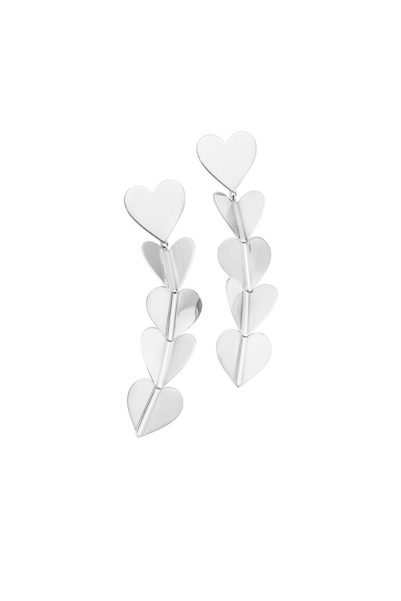 Cadar - White Gold Wings Of Love Heart Drop Earrings