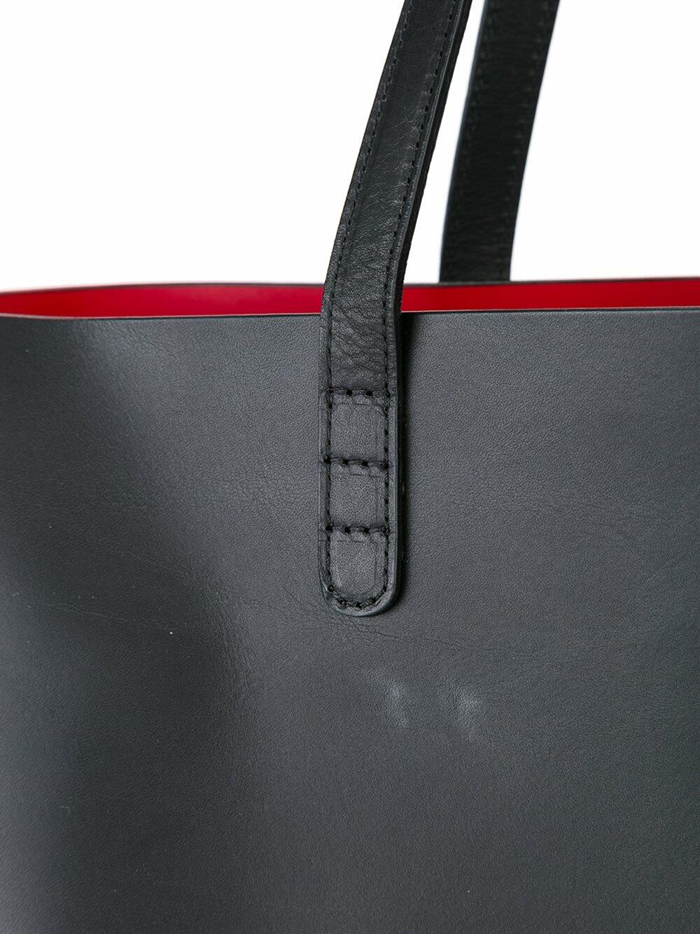 Mansur Gavriel Red-lined Large Leather Tote Bag in Black