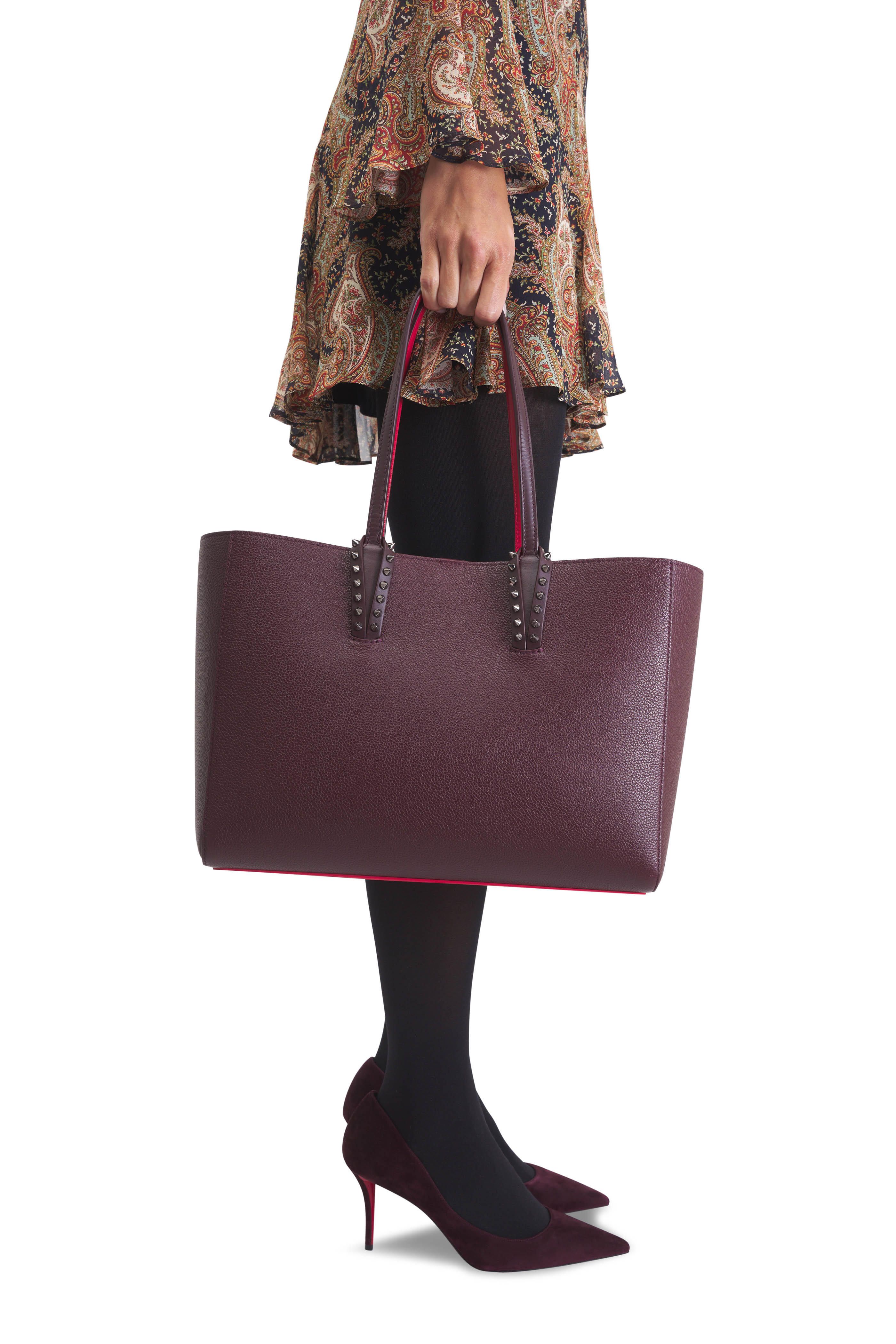 Christian Louboutin - Small Cabata Burgundy Leather Tote
