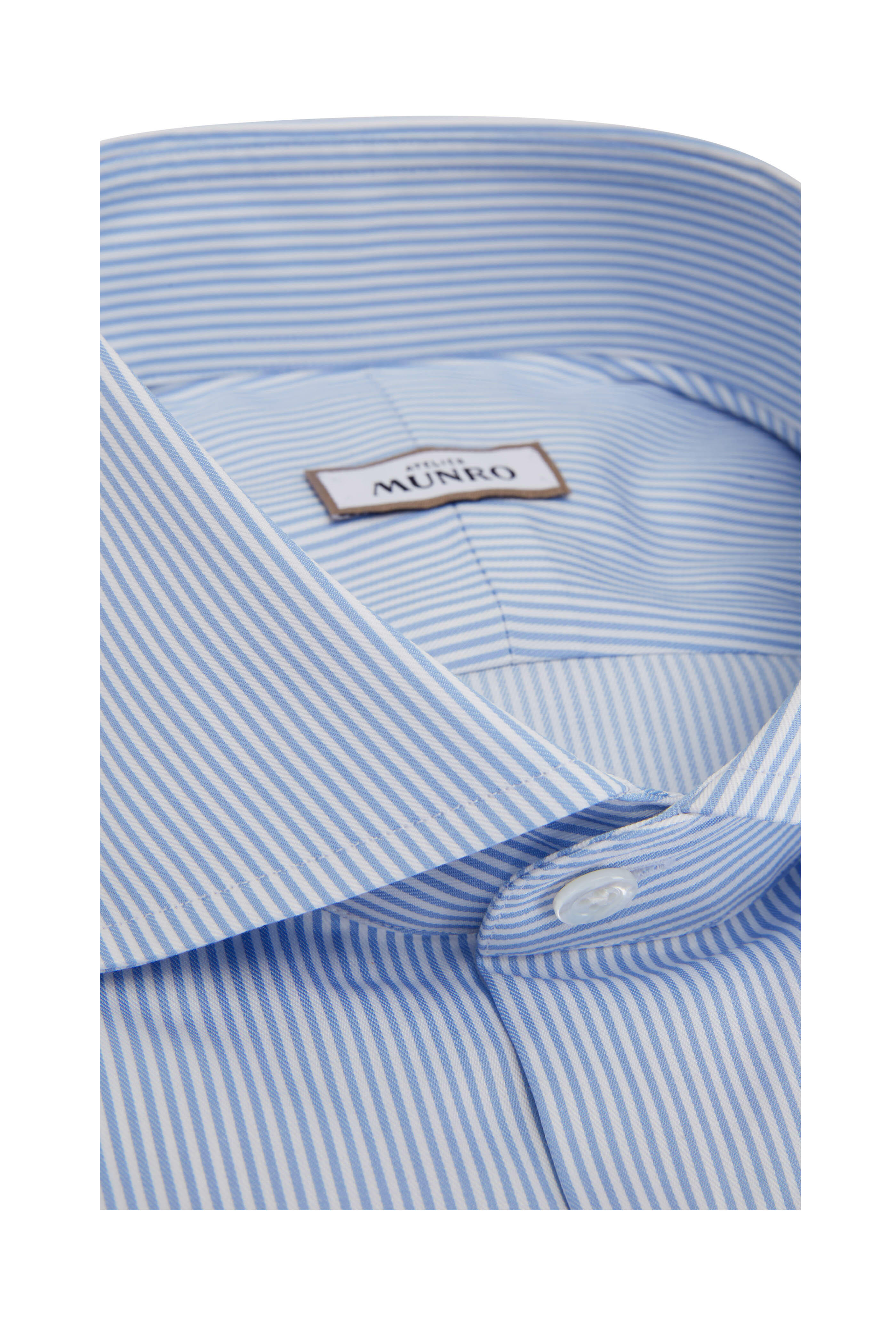 Atelier Munro - Pale Blue Candy Stripe Cotton Poplin Shirt