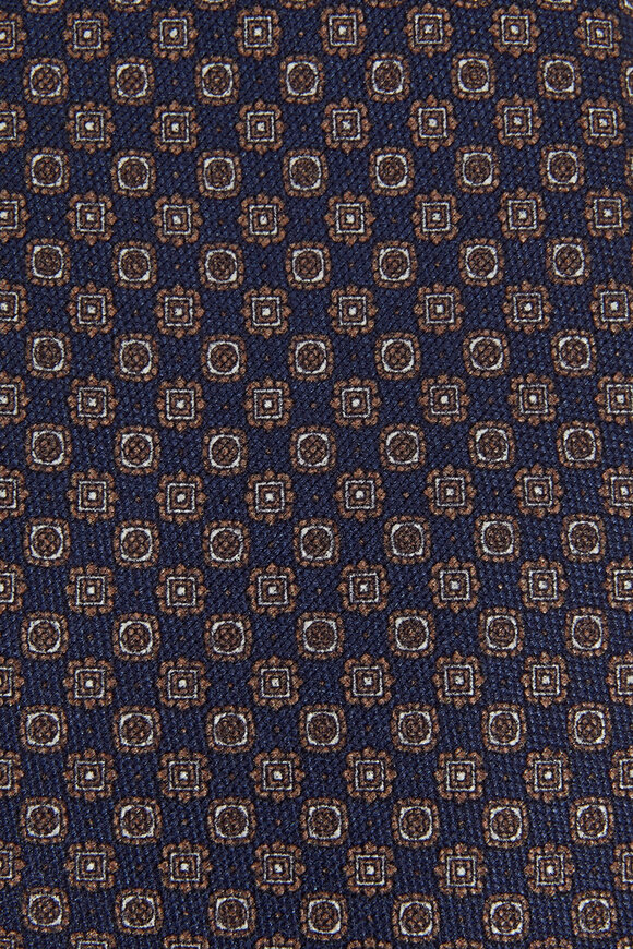 Brioni - Navy Blue Geometric Silk Necktie