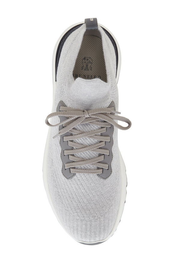 Brunello Cucinelli - Light Gray Cotton Knit Trainer