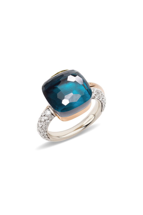 Pomellato 18k Rose Gold Nudo Maxi Blue Topaz Ring - view 1