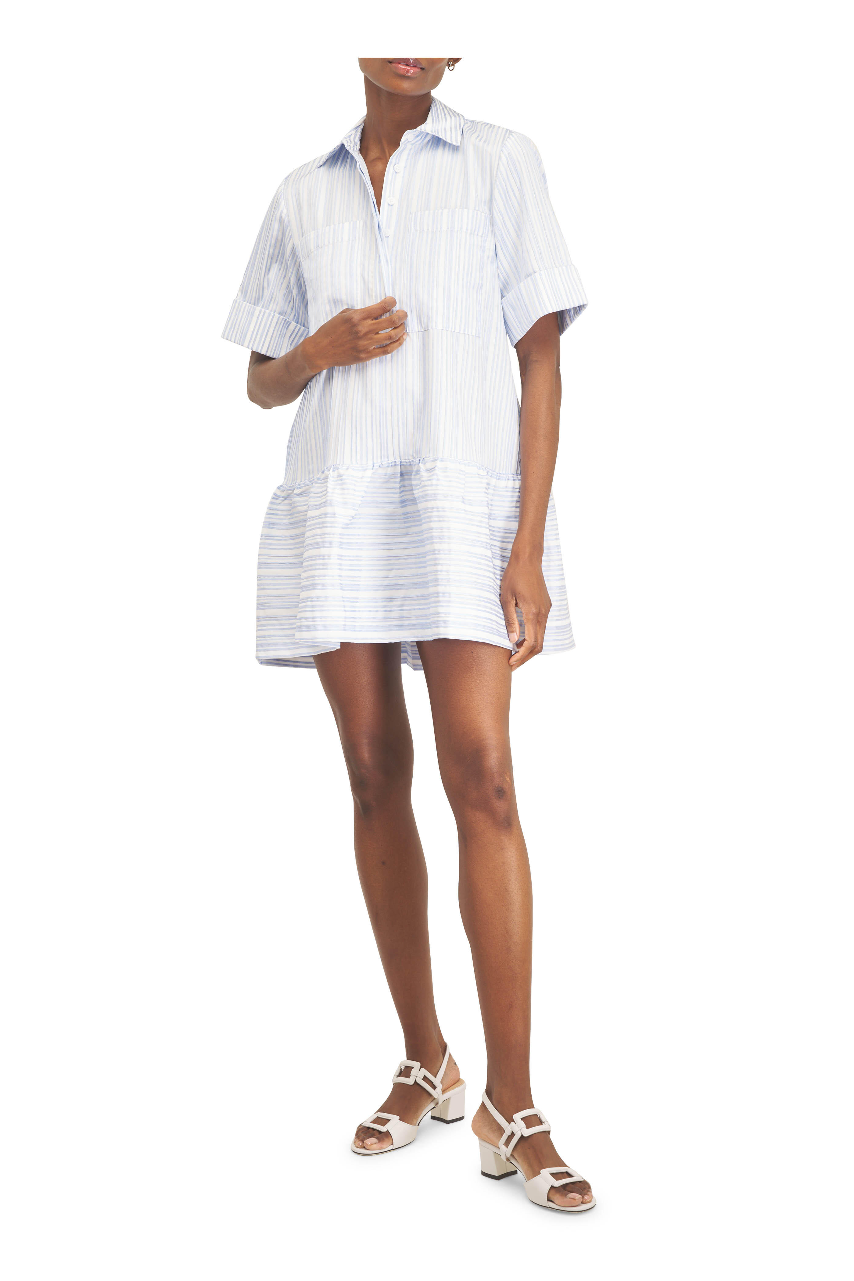 Simkhai - Cris Blue & White Stripe Shirt Dress - view 2