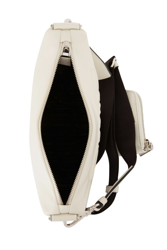 Prada - White Embossed Leather Triangle Bag