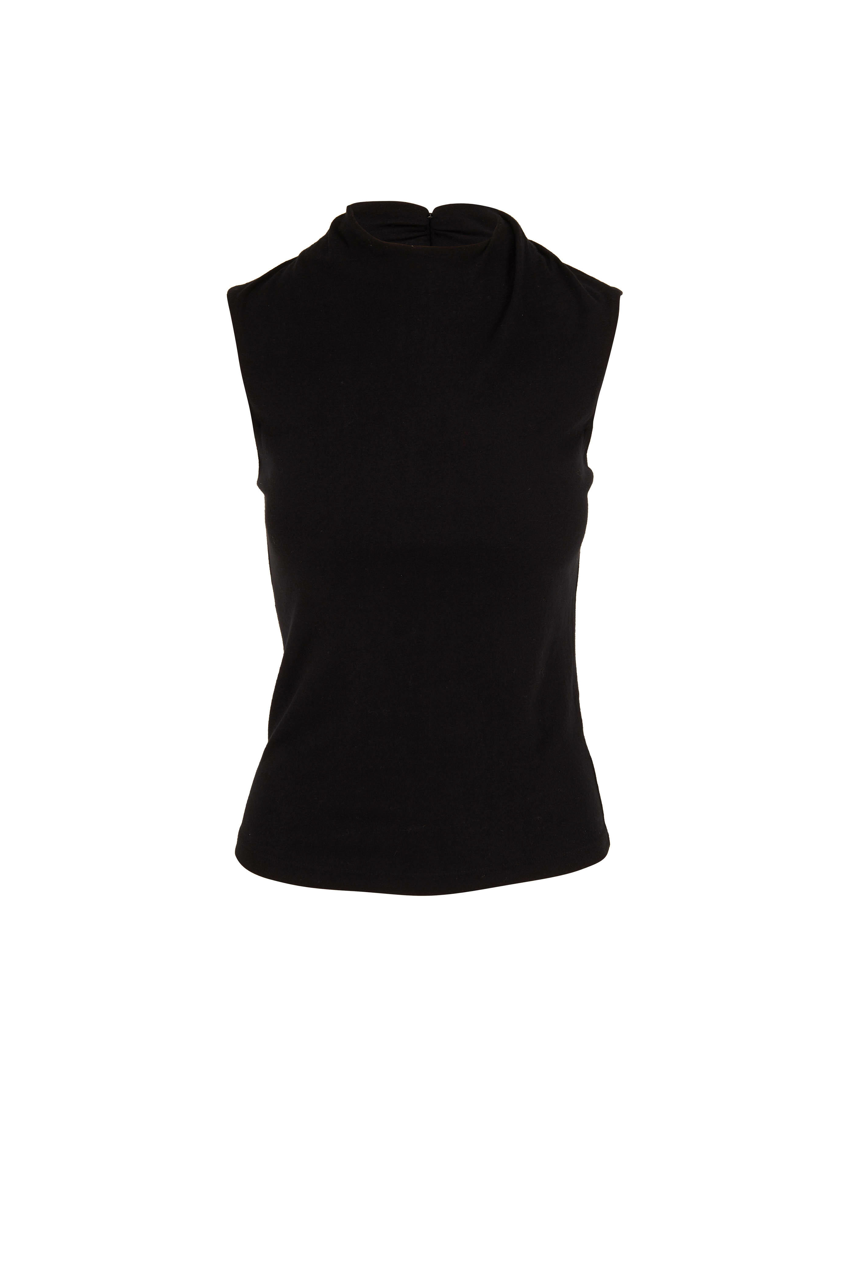 Vince - Black Draped Neck Shell