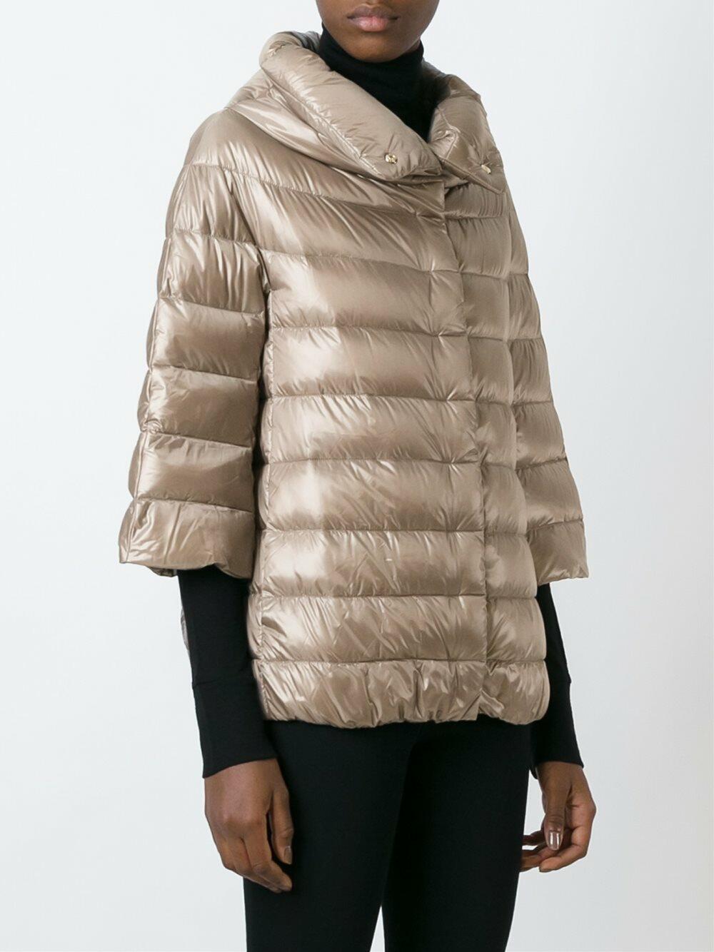 Herno - Taupe Three-Quarter Sleeve Puffer Cape | Mitchell Stores