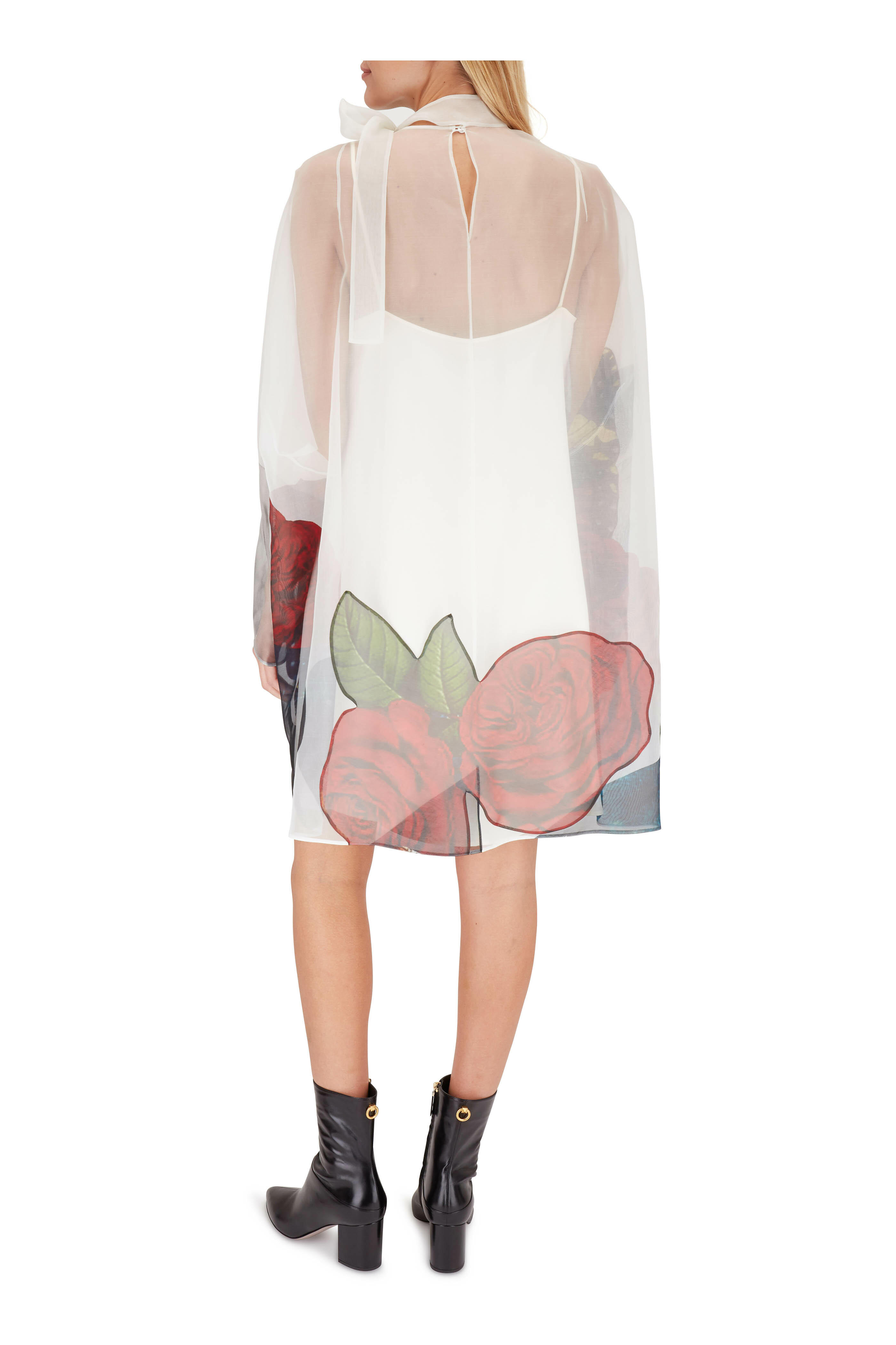 Valentino - Lovers Print Organza Overlay Runaway Dress