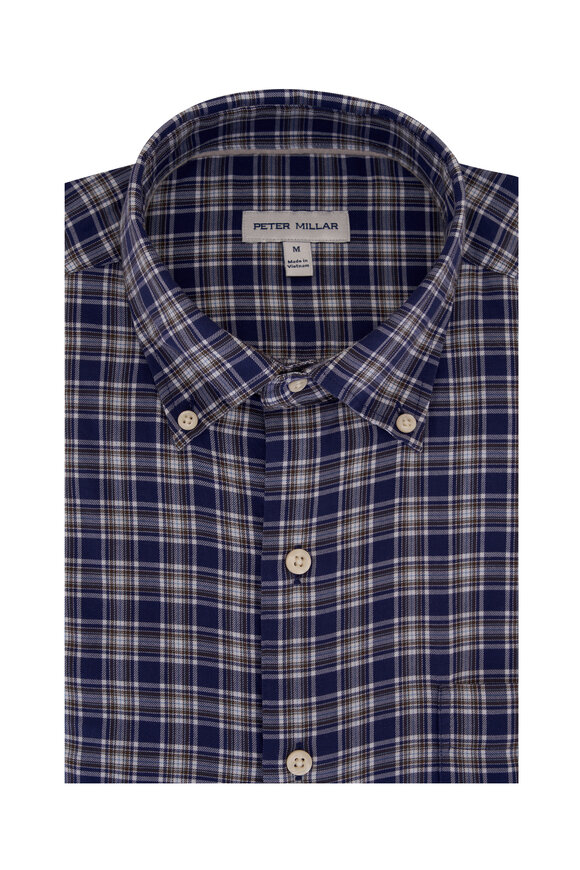 Peter Millar - Haight Navy Plaid Cotton Sport Shirt