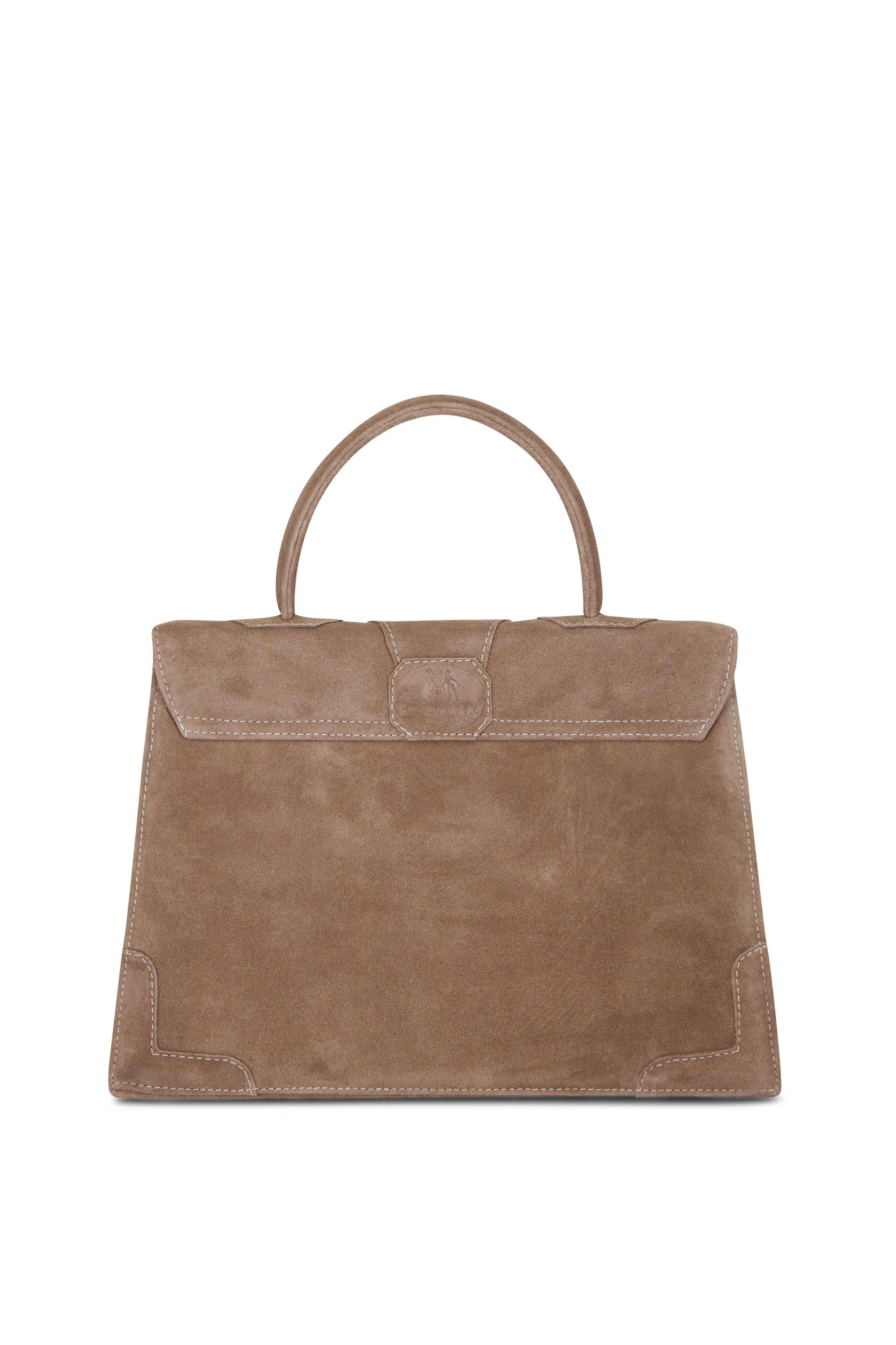 Marquise Paris - Beige Equestrian Suede & Satin Shoulder Bag