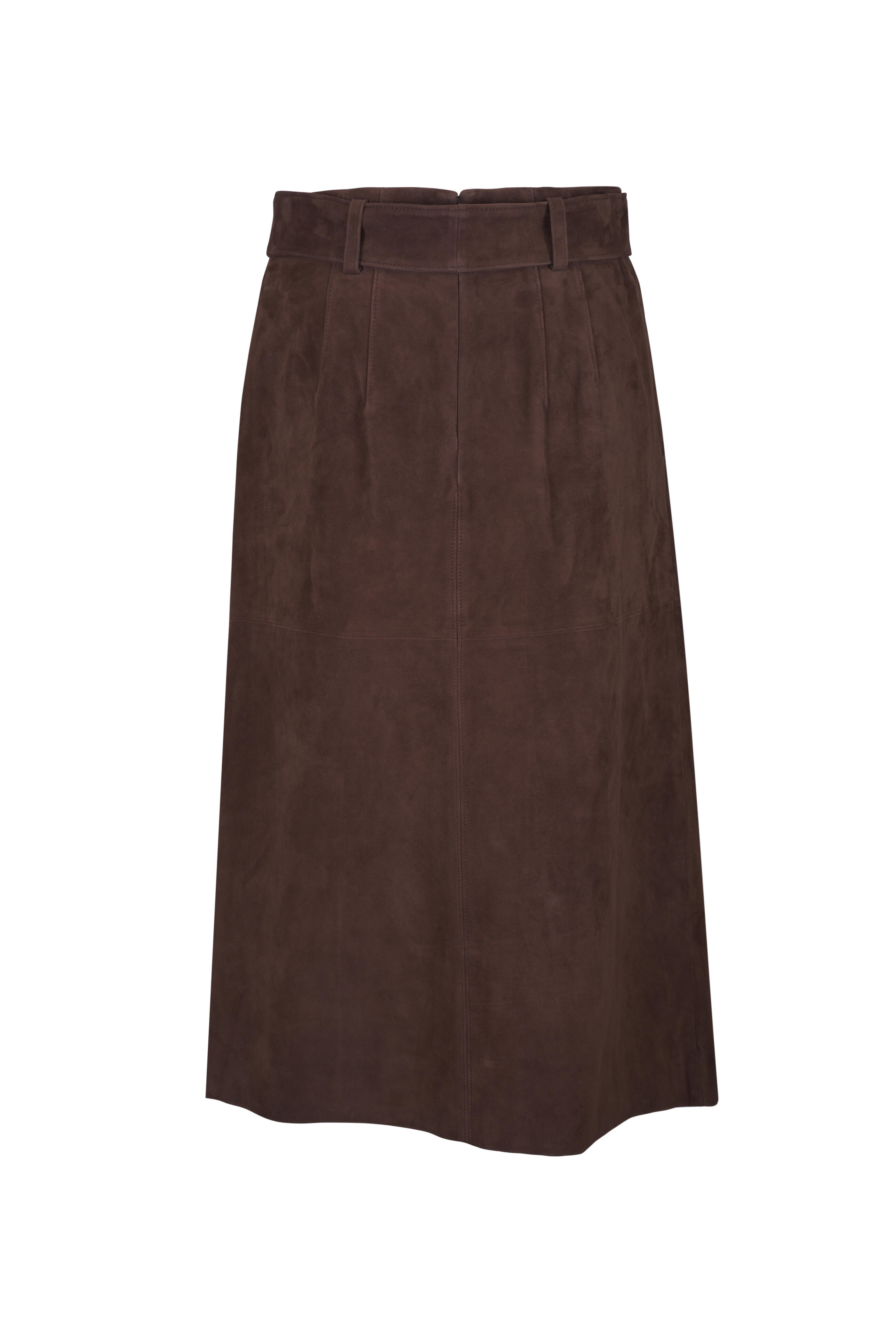 Veronica Beard - Alexie Mocha Suede Belted Skirt