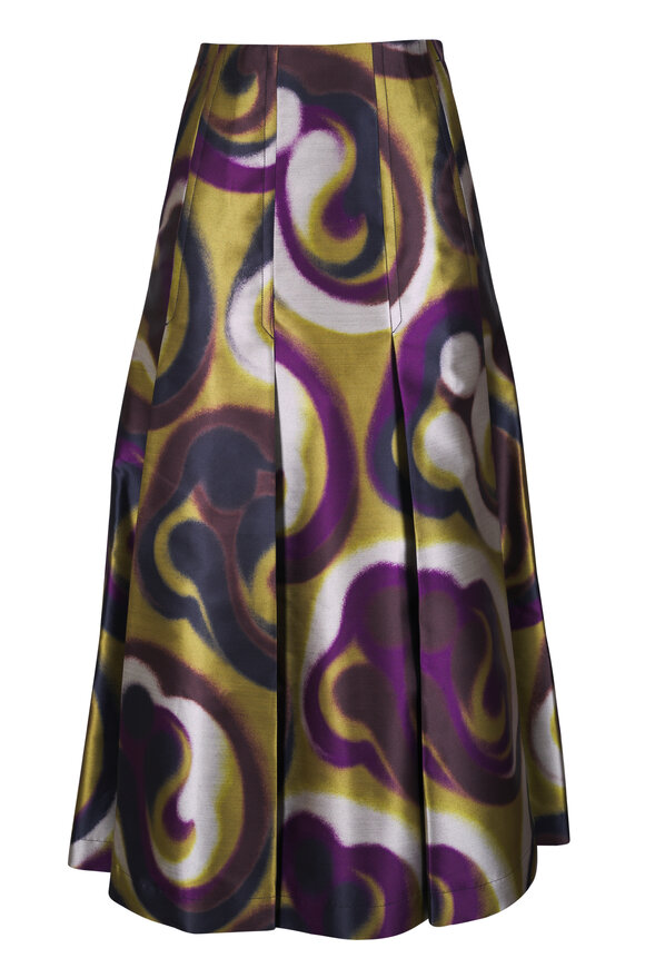 Dolce & Gabbana - Purple & White Wisteria Print Midi Skirt
