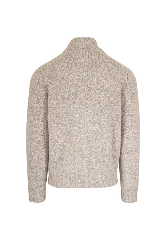 Fedeli Gray & Tan Cashmere Full Zip Sweater - view 3