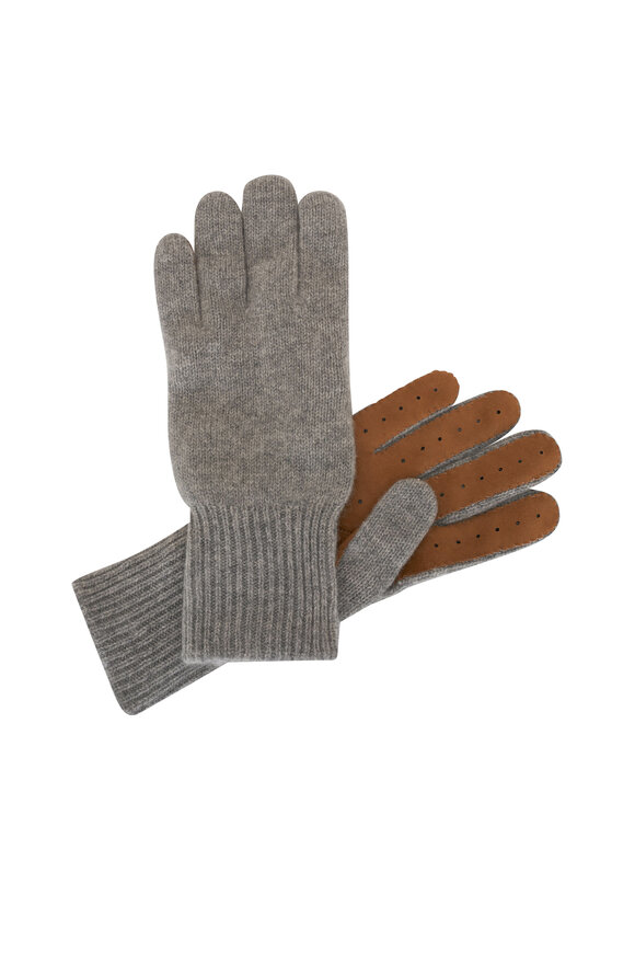 BRUNELLO CUCINELLI Suede-Trimmed Cashmere Gloves for Men