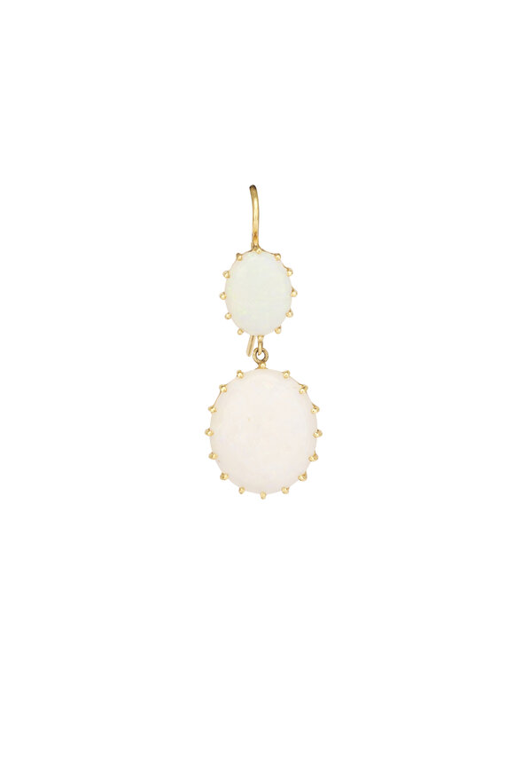 Renee Lewis 18k Yellow Gold Antique Hungarian Opal Earring - view 2