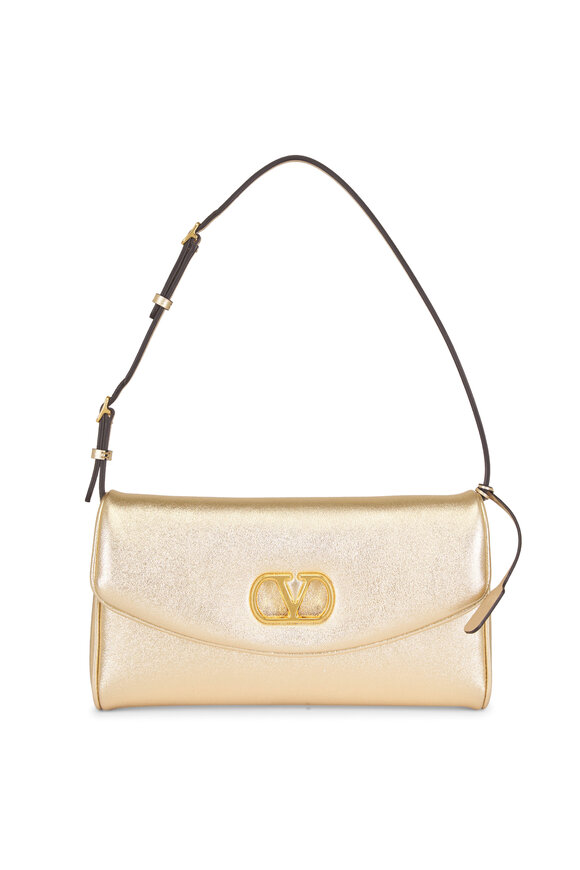 Valentino Garavani Small Devain Nappa Gold Shoulder Bag - view 1