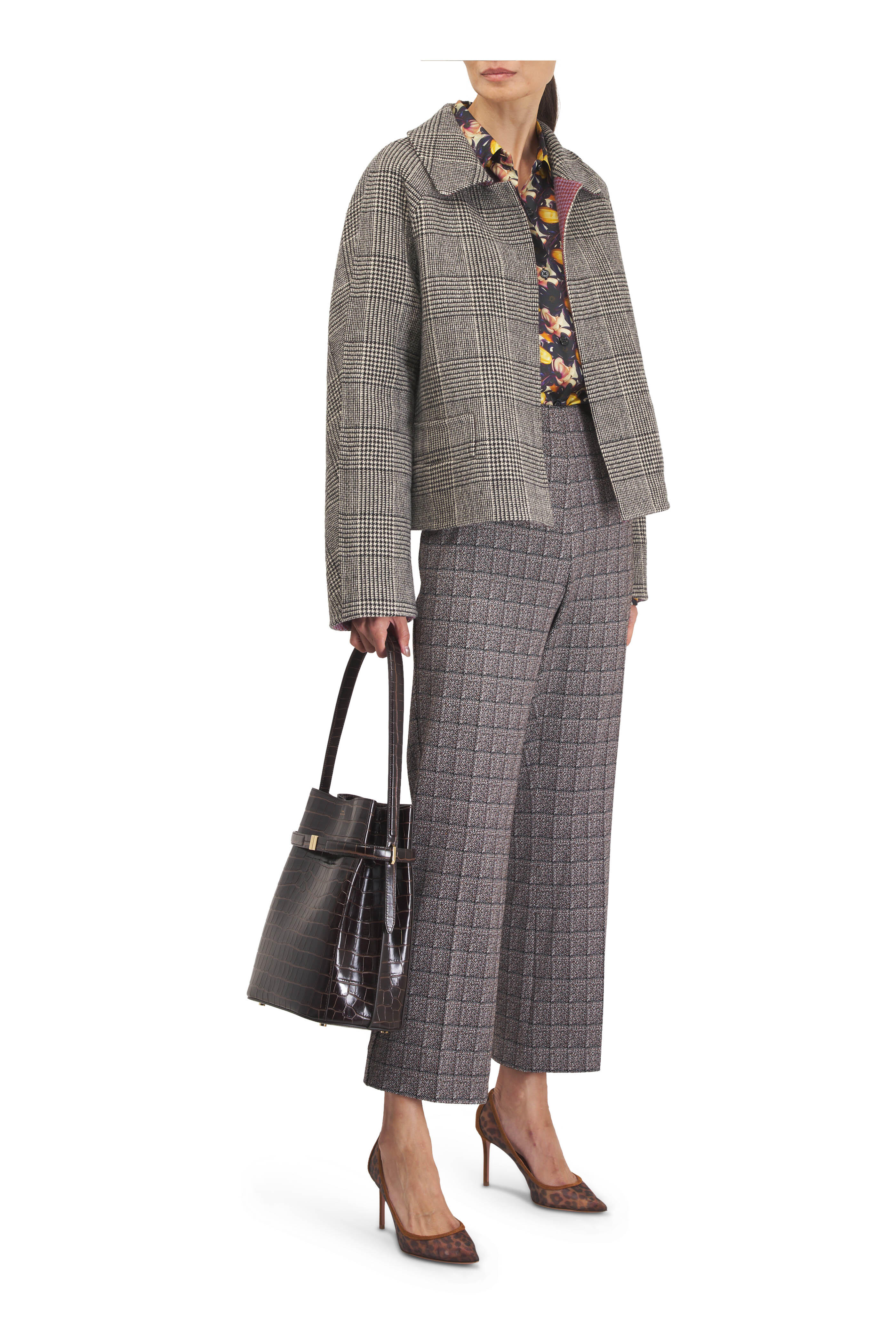 Totême - Belted Dark Brown Crocodile Embossed Bucket Bag