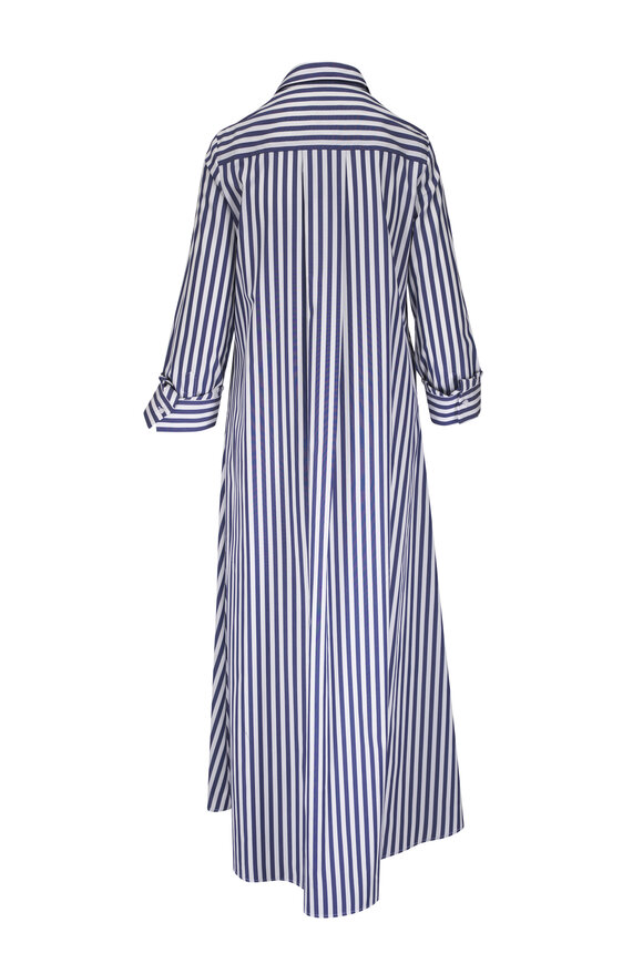 TWP - Jennys Indigo & Off-White Striped Collared Gown