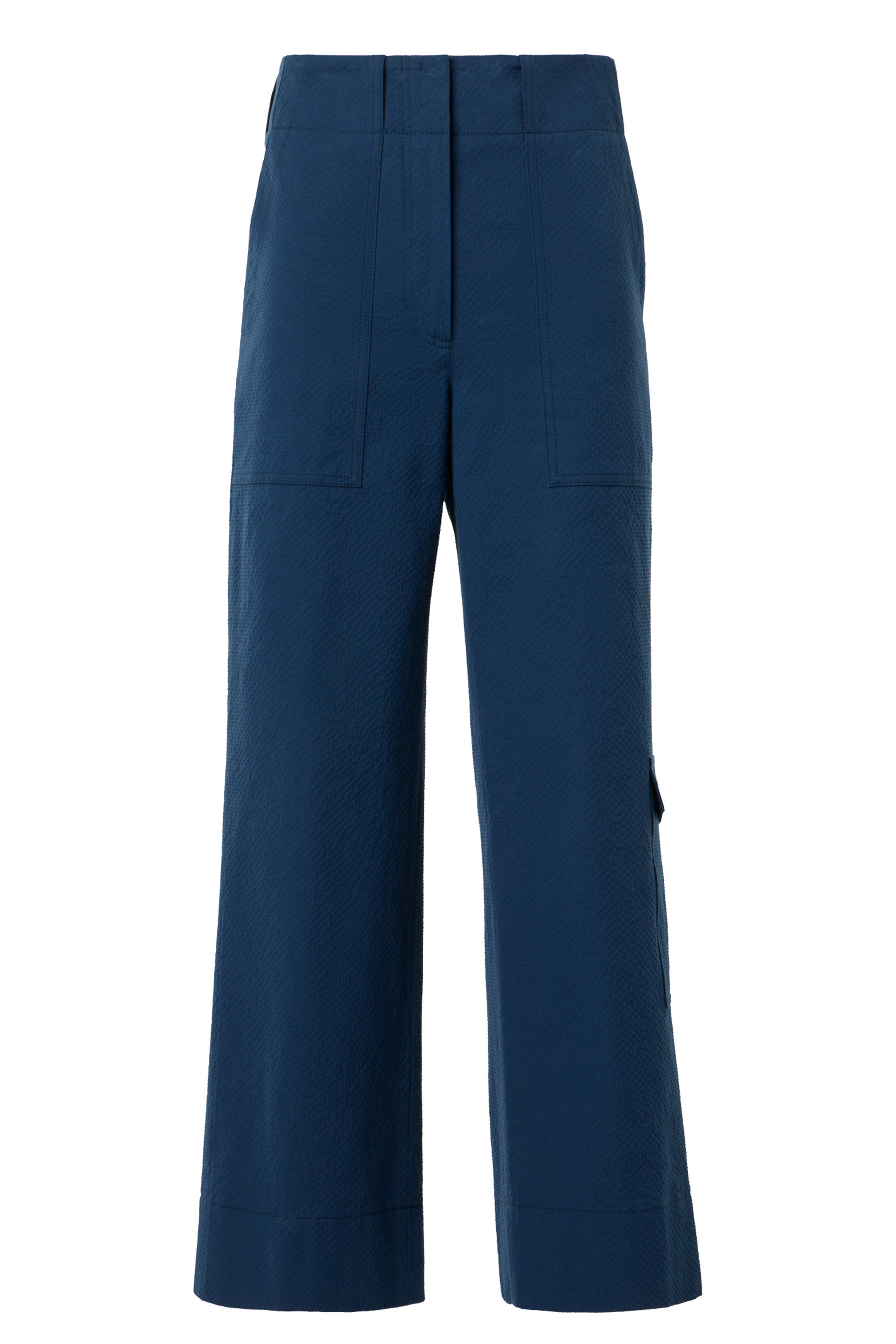 Akris Punto - Cliff Seersucker Dark Blue Crop Cargo Pants