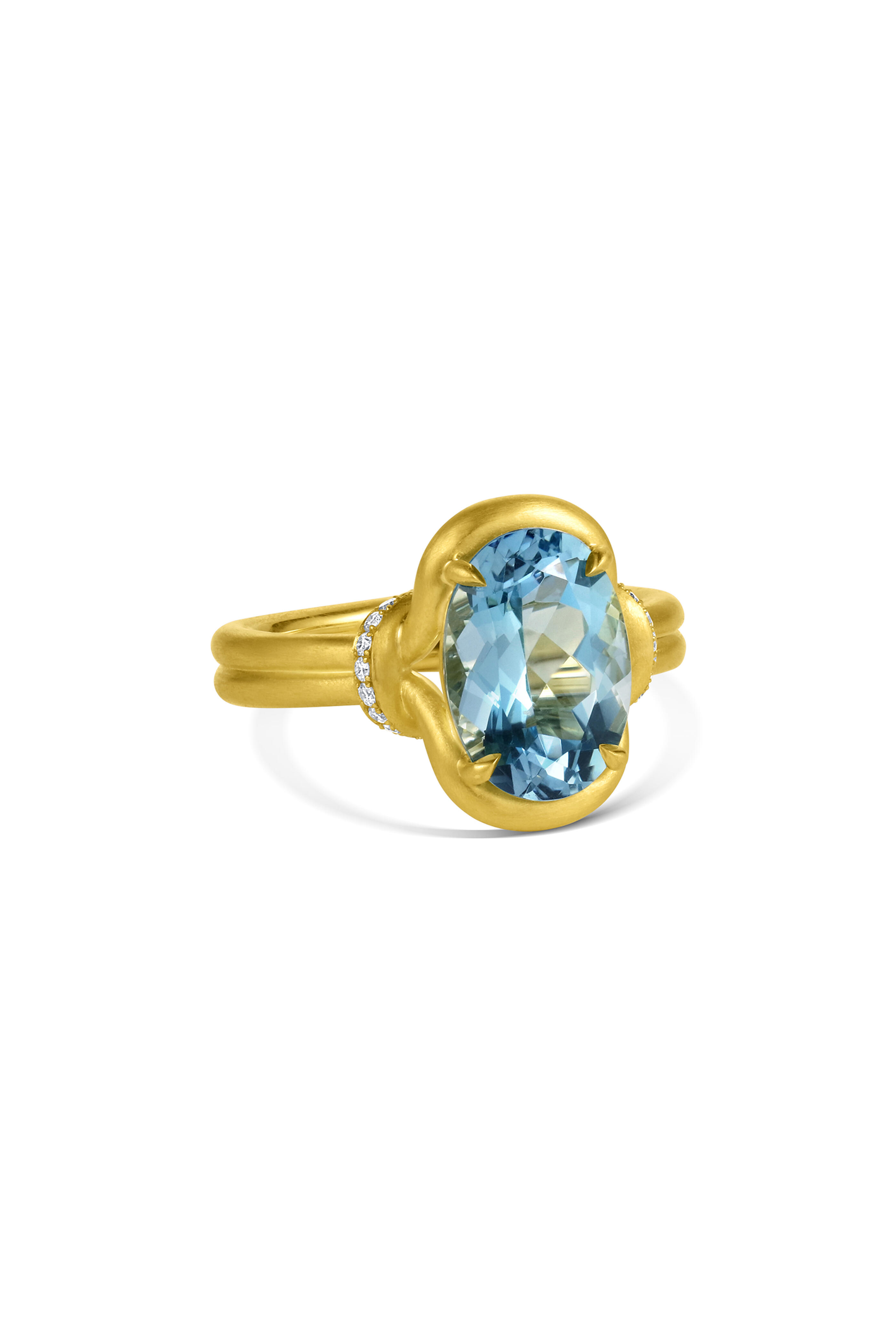 Leigh Maxwell - 18k Yellow Gold Aquamarine Lasso Ring - view 2