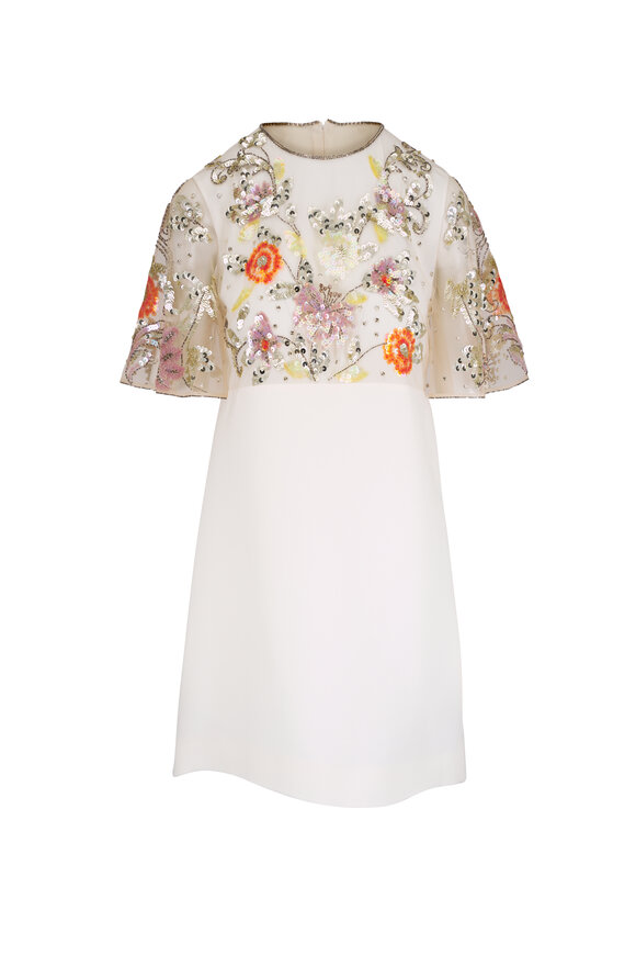 Valentino Ivory Embellished Mini Dress