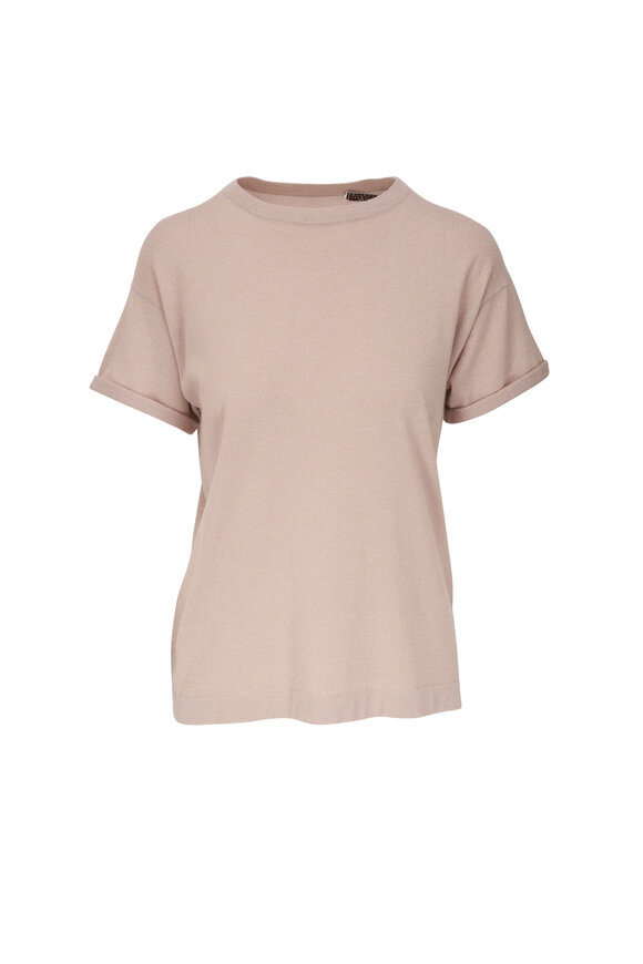 Brunello Cucinelli - Rose Cashmere & Silk Lurex Tee