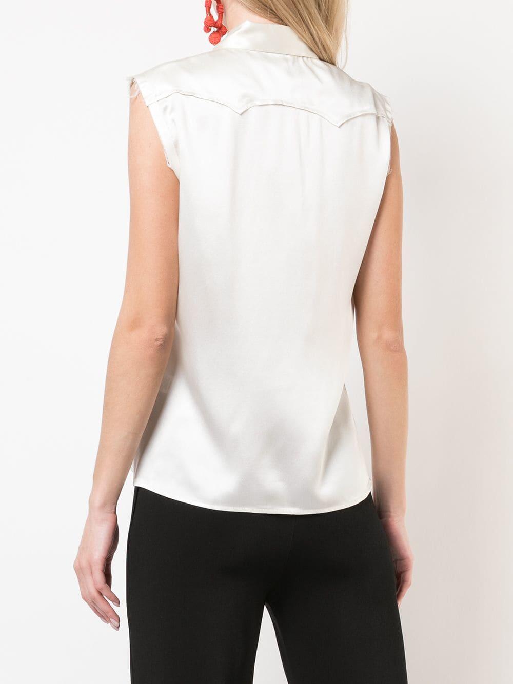 Nili Lotan - Brayden Ivory Silk Button Down Blouse - view 6