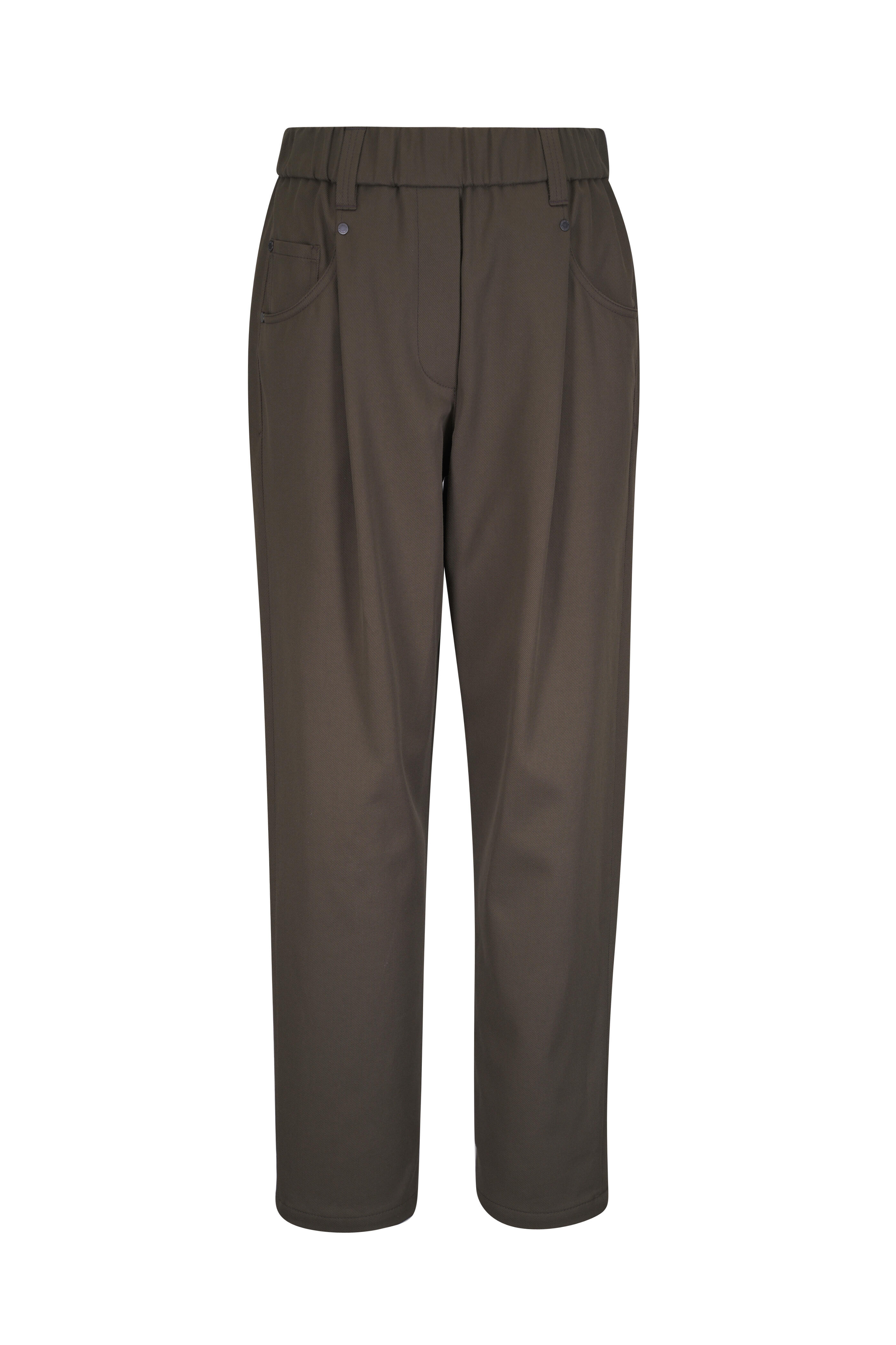 Brunello Cucinelli／Aviator Trousers Double pleated trousers for Man in Khaki | Brunello Cucinelli