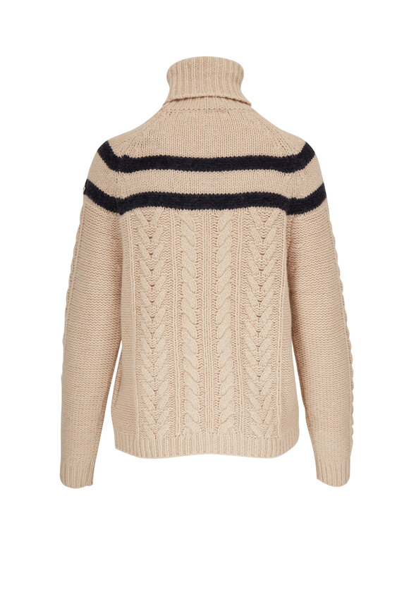 Moncler - Ivory & Navy Stripe Knit Turtleneck Sweater